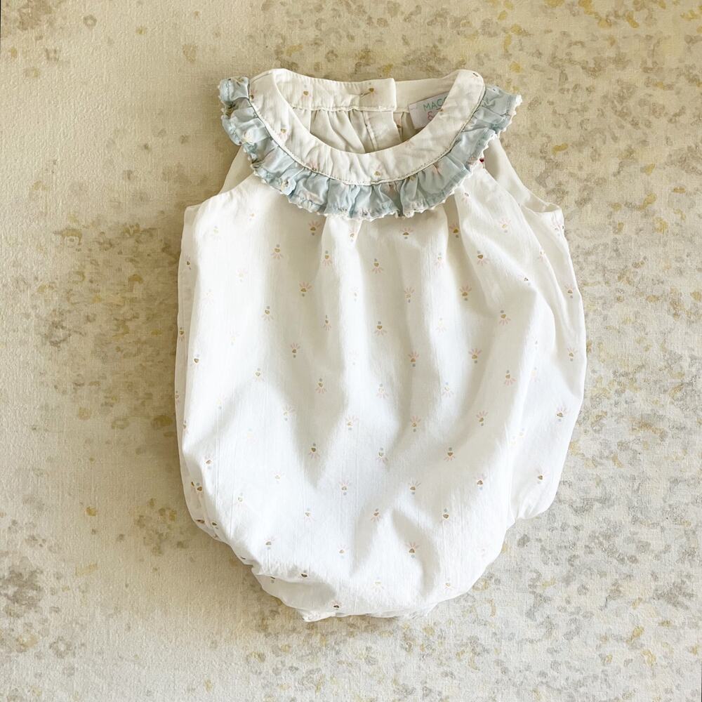 Maggie & Zoe Romper Baby Girl 12M Sleeveless Print Ruffle Summer Spring